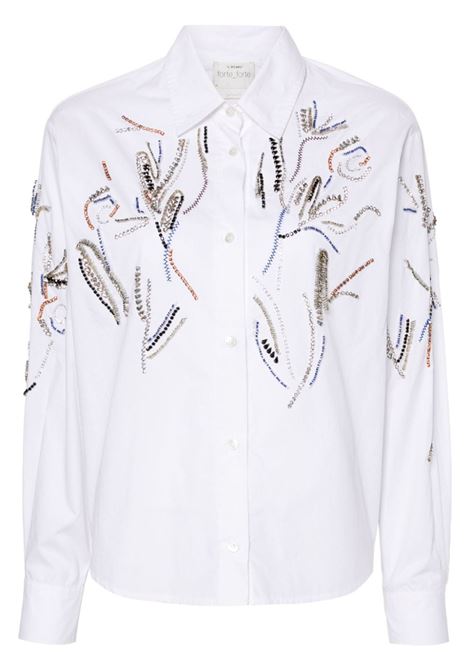 White rhinestone-detailed poplin shirt Forte forte - women